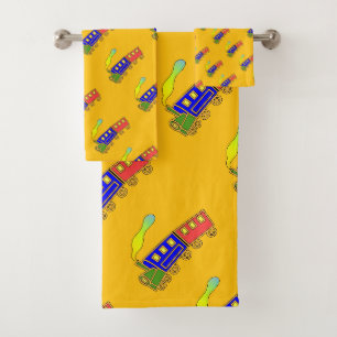 Choo Choo Train Kids Yellow Bath Towel Set
