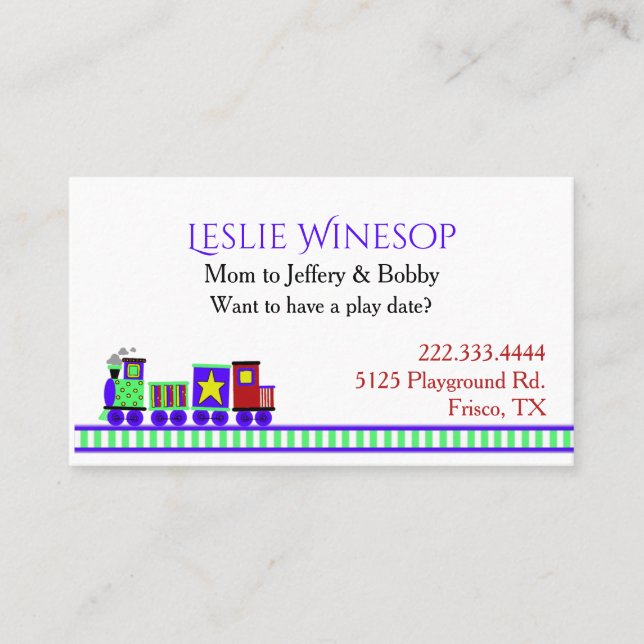 Choo Choo Train Mummy Play Date Card (Front)