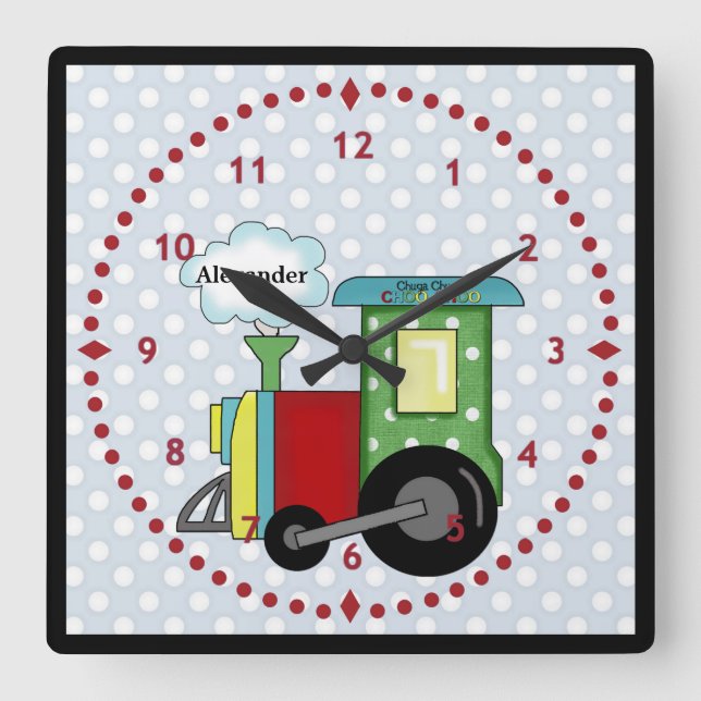 Choo Choo Train Nursery Wall Clock (Front)