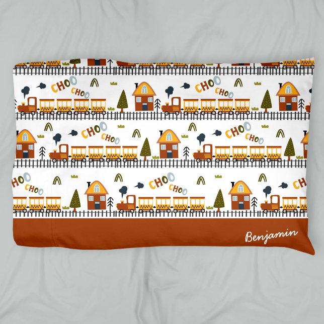 Choo Choo Train Pattern First Name Little Kid Pillowcase (Creator Uploaded)
