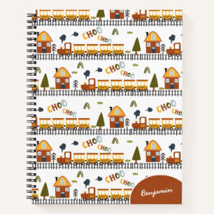 Choo Choo Train Pattern Little Kid Name School Notebook