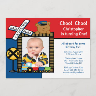 Choo Choo Train Photo Birthday Invitation