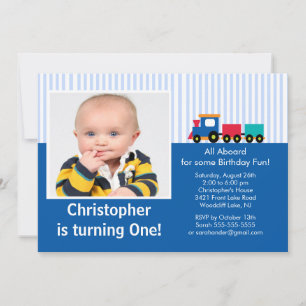 Choo Choo Train Photo Birthday Invitation