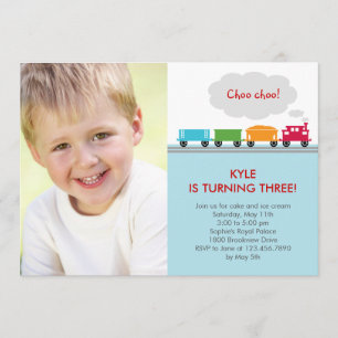 Choo Choo Train Photo Birthday Invitation