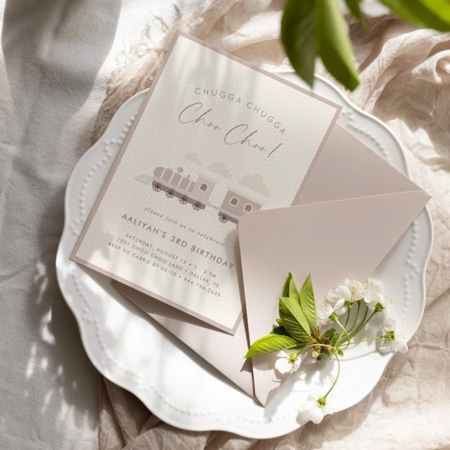 Choo Choo Train Pink Girls Birthday Party Invitation (This design is available for print and digital download!)