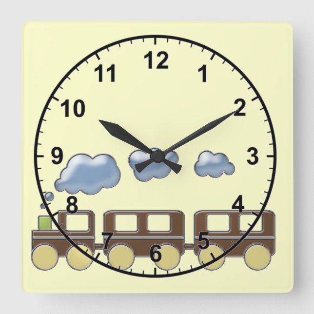 Choo Choo Train Square Wall Clock (Front)