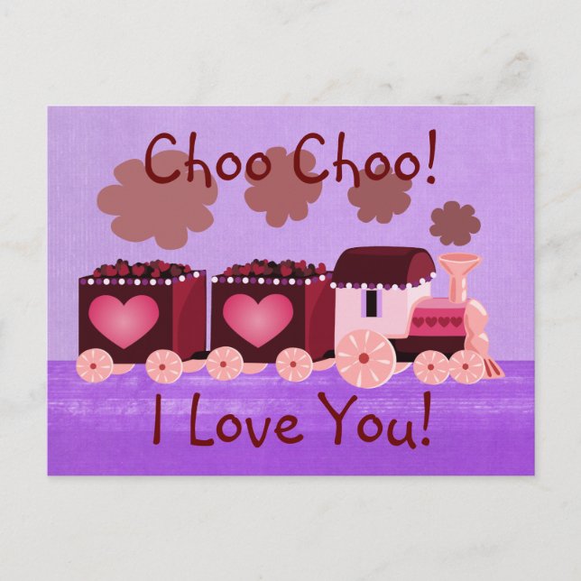 Choo Choo Train Valentine Postcard (Front)