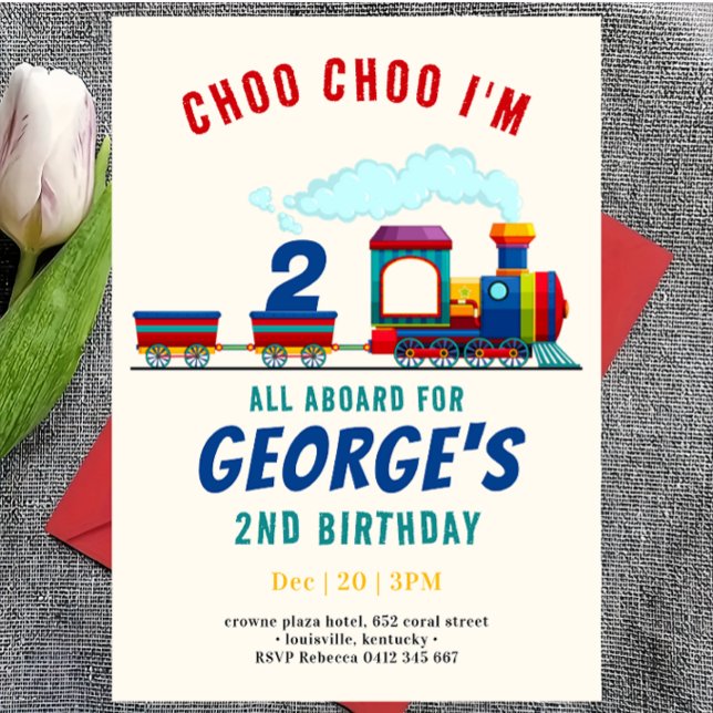 Choo Choo Train Vehicle Transportation Birthday  Invitation (Creator Uploaded)