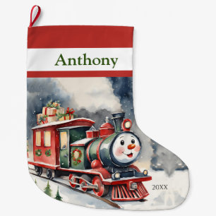 Choo Choo Xmas Train Boys Large Christmas Stocking