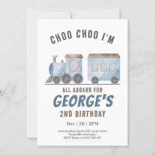 ChooChoo Train Vehicle Transportation Birthday   Invitation