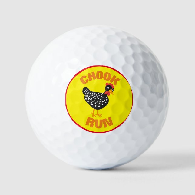 Chook run yellow background golf balls (Front)