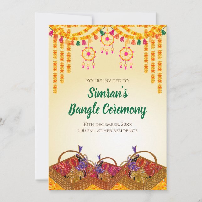 Choora invitations & Bangle ceremony invite (Front)