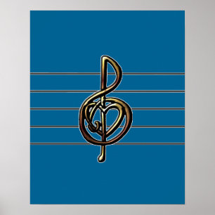 Choose a Color Embossed Look Treble Clef and Hear Poster