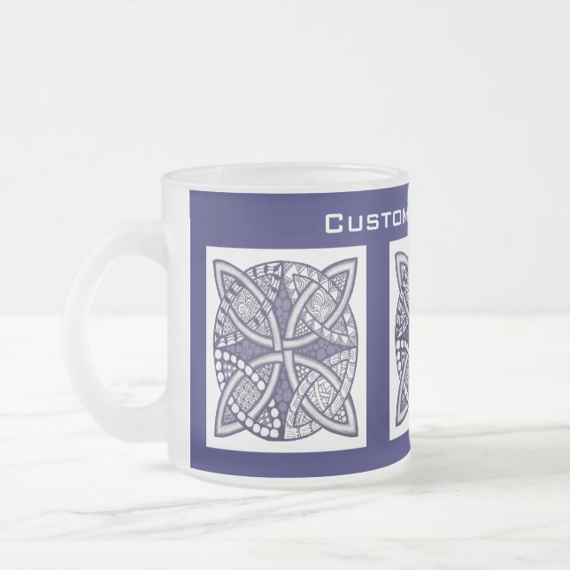 Choose A Colour Celtic Knot Decorative Pattern Frosted Glass Coffee Mug (Left)