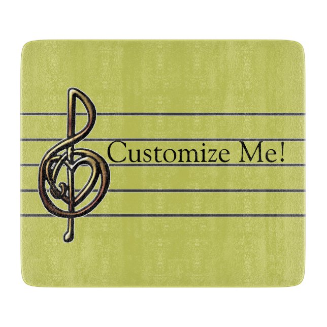Choose a Colour Embossed Look Treble Clef and Hear Cutting Board (Front)