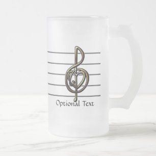 Choose a Colour Embossed Look Treble Clef and Hear Frosted Glass Beer Mug