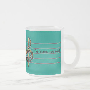 Choose a Colour Embossed Look Treble Clef and Hear Frosted Glass Coffee Mug