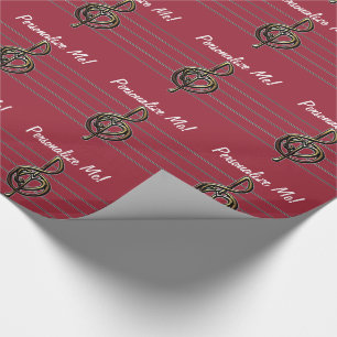 Choose a Colour Embossed Look Treble Clef and Hear Wrapping Paper