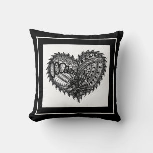 Choose A Colour Spiked Edge Decorative Heart Black Cushion