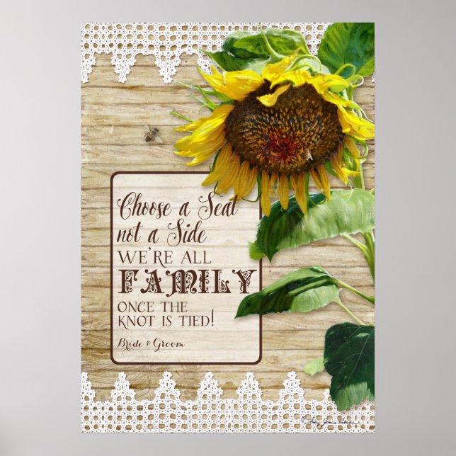 Choose a Seat not a Side Family Wedding Sign (Front)