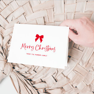 Choose Any Color Bow Red Merry Christmas Holiday Card