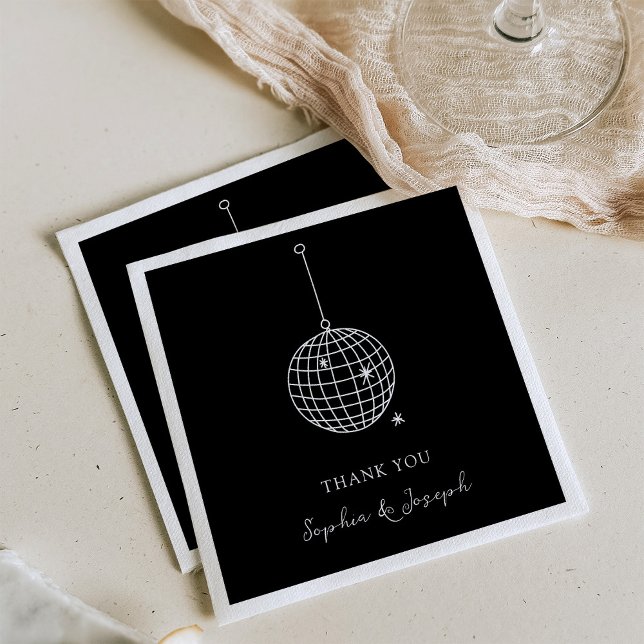 Choose Any Colour | Black Minimal Disco Ball Napkin (Creator Uploaded)