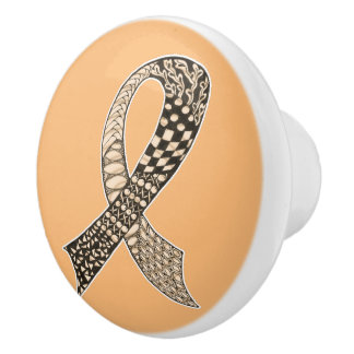Choose Any Colour Cancer Disease Awareness Ribbon Ceramic Knob