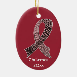 Choose Any Colour Cancer Disease Awareness Ribbon Ceramic Tree Decoration