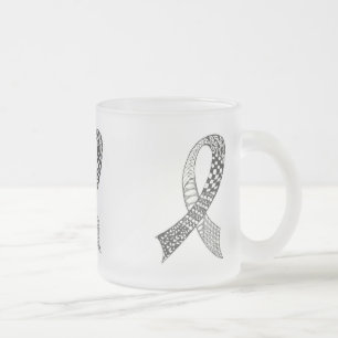 Choose Any Colour Cancer Disease Awareness Ribbon Frosted Glass Coffee Mug