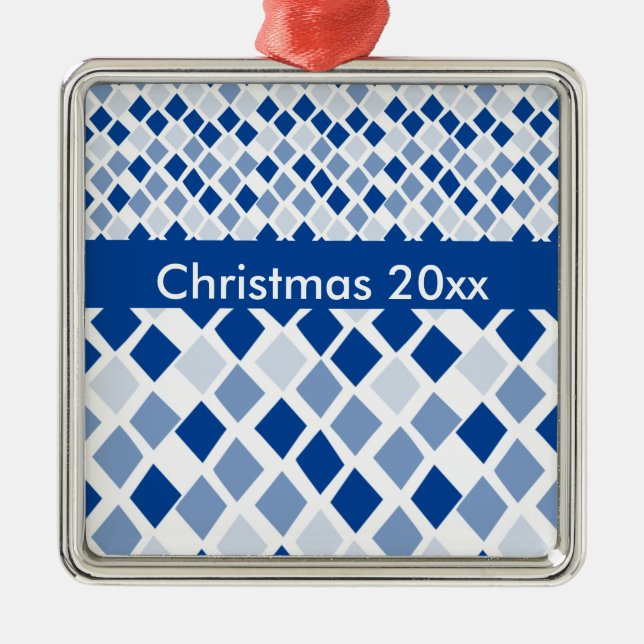 Choose Any Colour Harlequin Diamonds Pattern Metal Tree Decoration (Front)