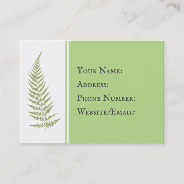 Choose Any Colour Pressed Fern Leaf Business Card (Front)