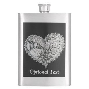 Choose Any Colour Spiky Edgy Fire Love Heart Hip Flask