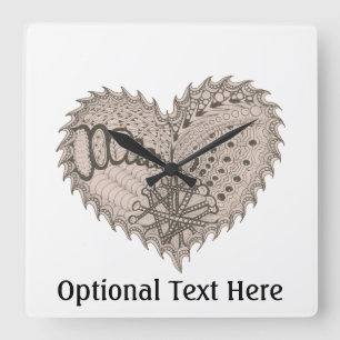 Choose Any Colour Spiky Edgy Fire Love Heart Square Wall Clock