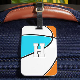 choose ANY team colors basketball player monogram Luggage Tag