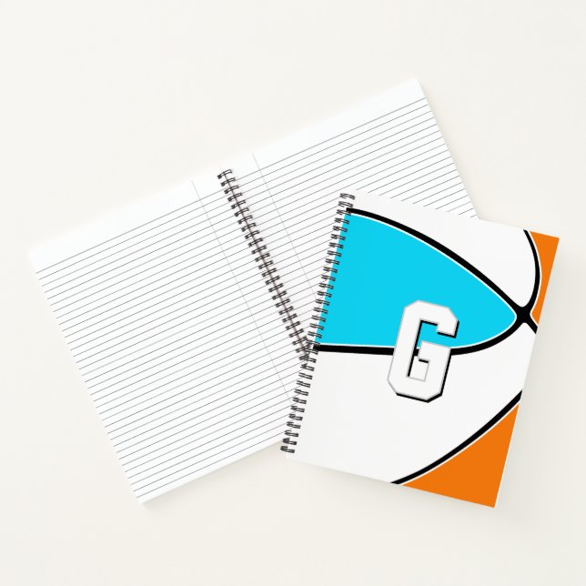 choose ANY team colors monogrammed basketball Notebook (Inside)