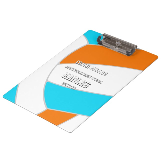 choose ANY team colors volleyball coach name Clipboard (Angled)