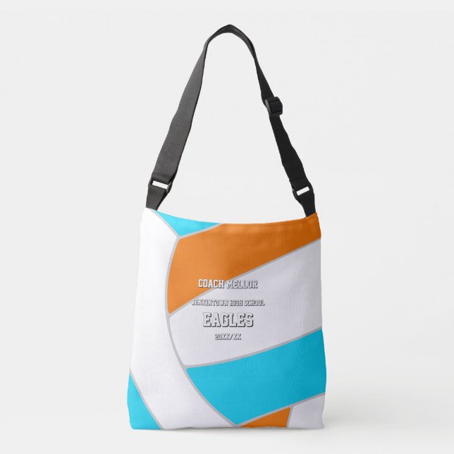 choose ANY team colors volleyball coach name Crossbody Bag (Front)