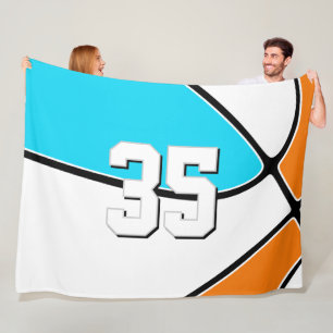 choose ANY team colors w jersey number basketball Fleece Blanket