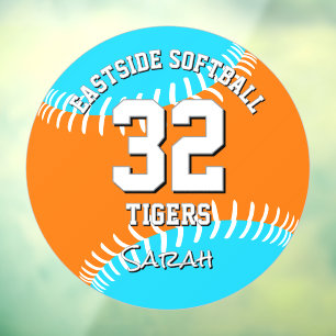 choose ANY team colours softball athlete name Window Cling