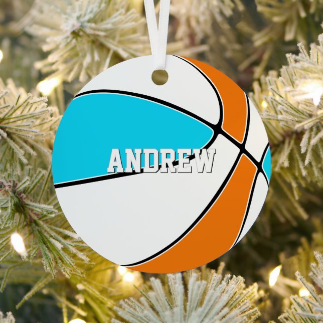 choose ANY team colours w jersey number basketball Metal Tree Decoration (Insitu)