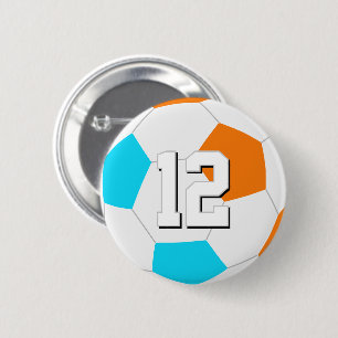 choose ANY team colours w jersey number soccer 6 Cm Round Badge