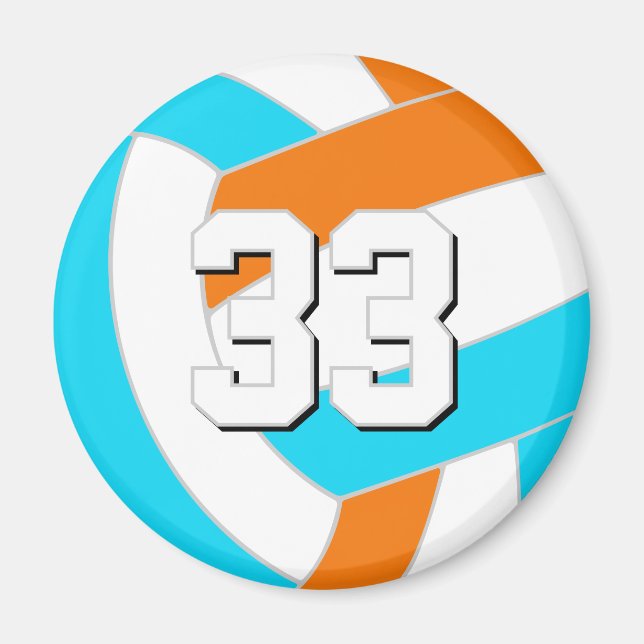 choose ANY team colours w jersey number volleyball Magnet (Front)