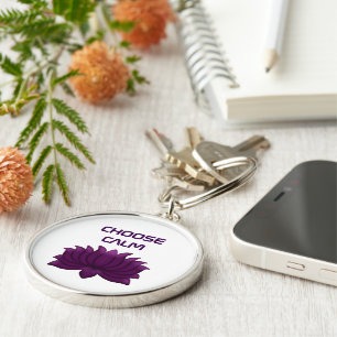 Choose Calm Purple Lotus Flower Key Ring