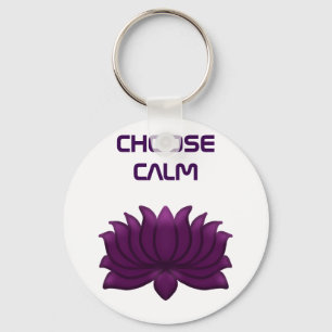 Choose Calm Purple Lotus Flower Key Ring