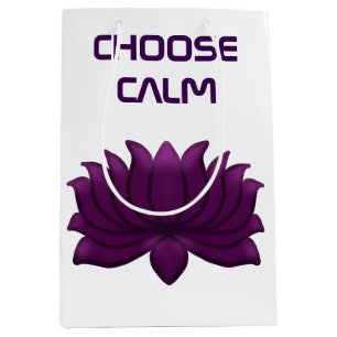 Choose Calm Purple Lotus Flower  Medium Gift Bag
