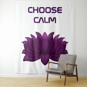 Choose Calm Purple Lotus Flower Tapestry