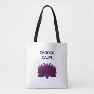 Choose Calm Purple Lotus Flower Tote Bag
