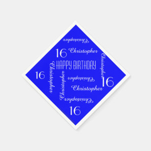 CHOOSE COLOR 16th Birthday Party Repeat Name Paper Napkin