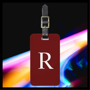 CHOOSE COLOR or dark Burgundy Red Monogram Bag Luggage Tag