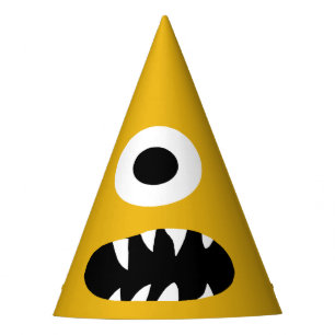 Choose Colour Kids Silly Monster Face Yellow Party Hat